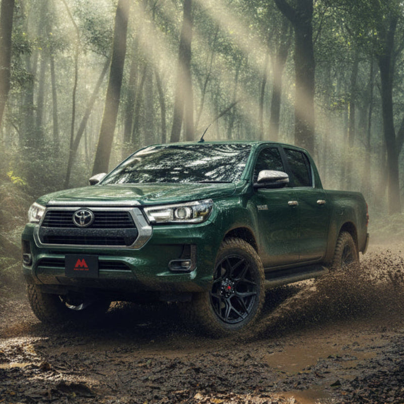 Transform Your Hilux with Khyber Satin Black Alloy Wheels