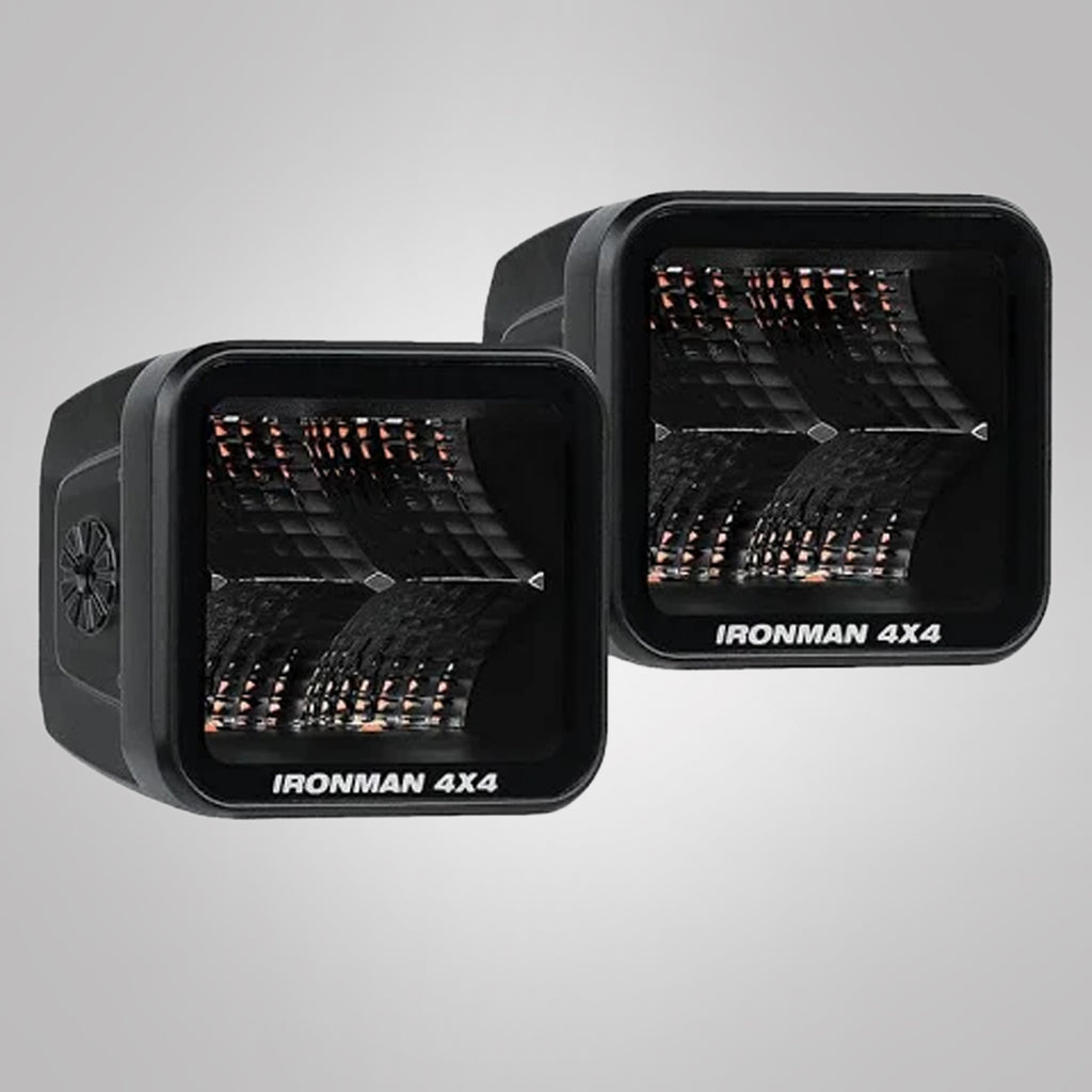 Ironman Lights - 20W LED Auxiliary Lights / Cube Lights - Flood Beam - Clear Colour