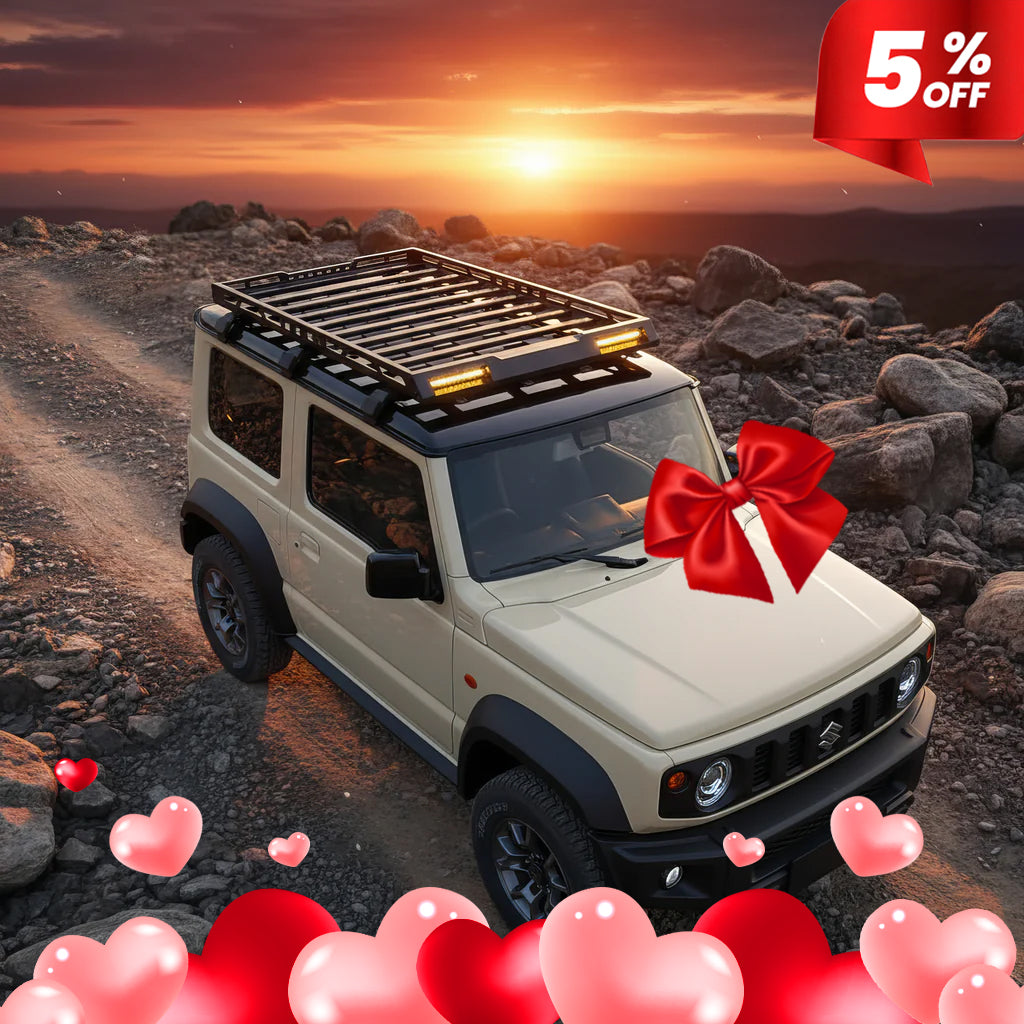 Jimny Anti Rust Aluminium Roof carrier with LED lights - Model LRC