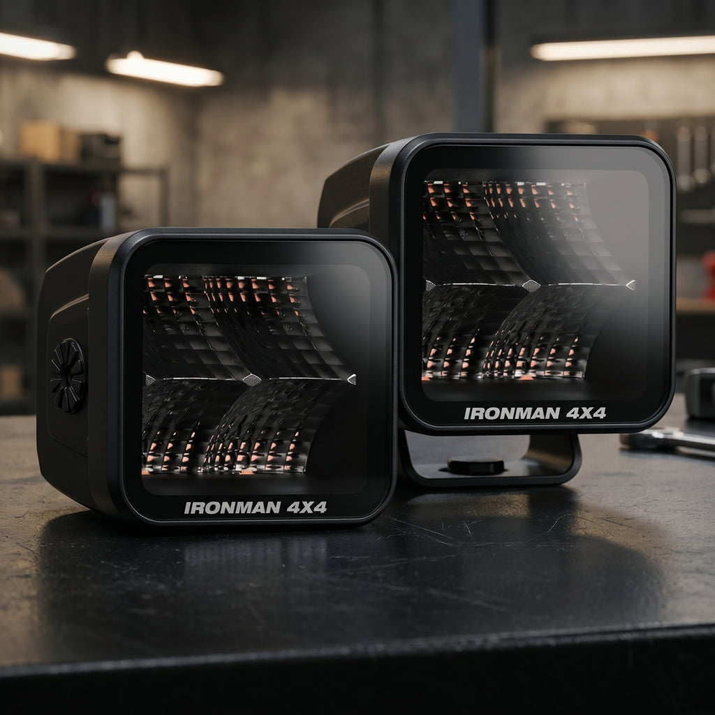 Ironman Lights - 20W LED Auxiliary Lights / Cube Lights - Flood Beam - Clear Colour
