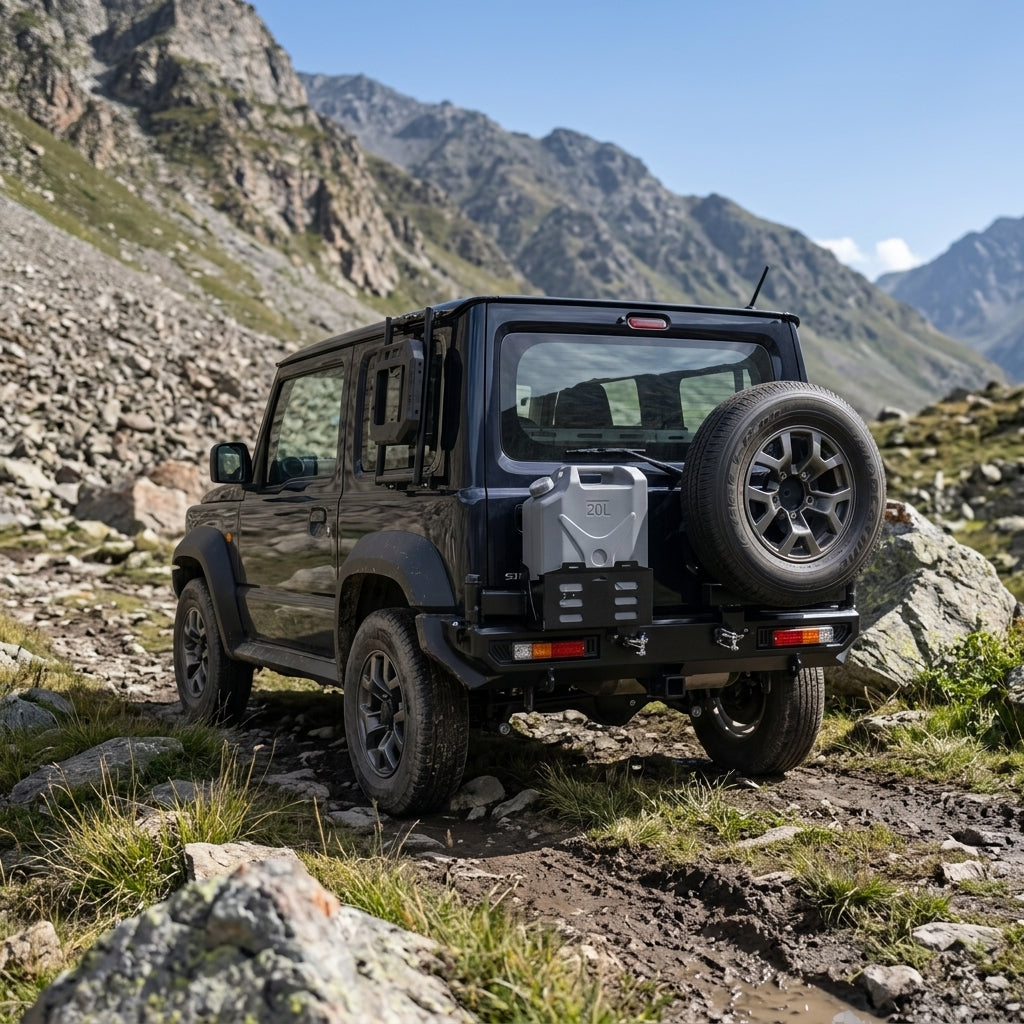 Jimny - Rear Metal Bumper with Tyre Carrier + Jerry Can Holder