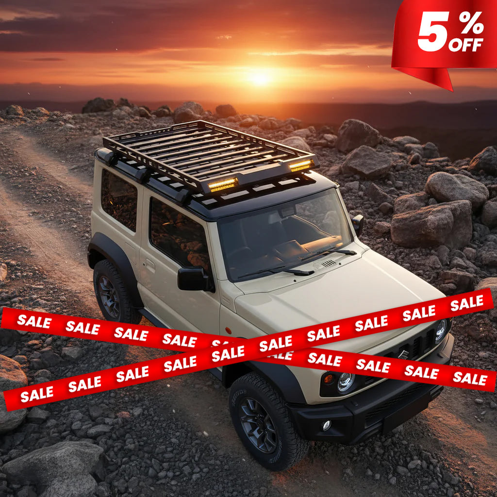 Jimny Anti Rust Aluminium Roof carrier with LED lights - Model LRC