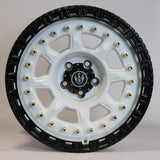 Solaris Brute - Satin White Rivets & Satin Black Ring 18 inch Alloy | Set of 5