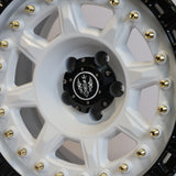 Solaris Brute - Satin White Rivets & Satin Black Ring 18 inch Alloy | Set of 5