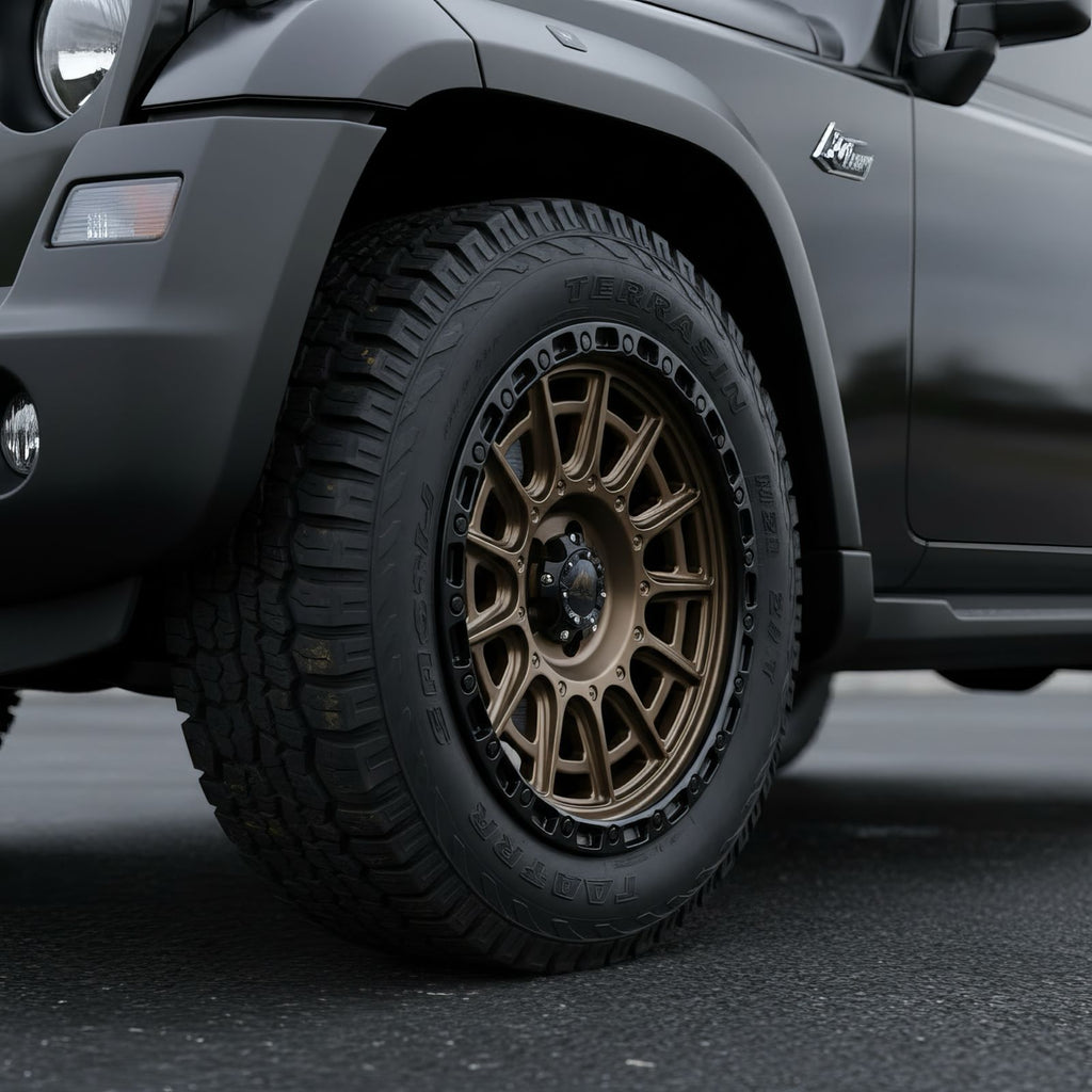 Kamet Mud on 18 Inch Alloy Wheels - Satin Bronze   - Hilux, Roxx, Thar